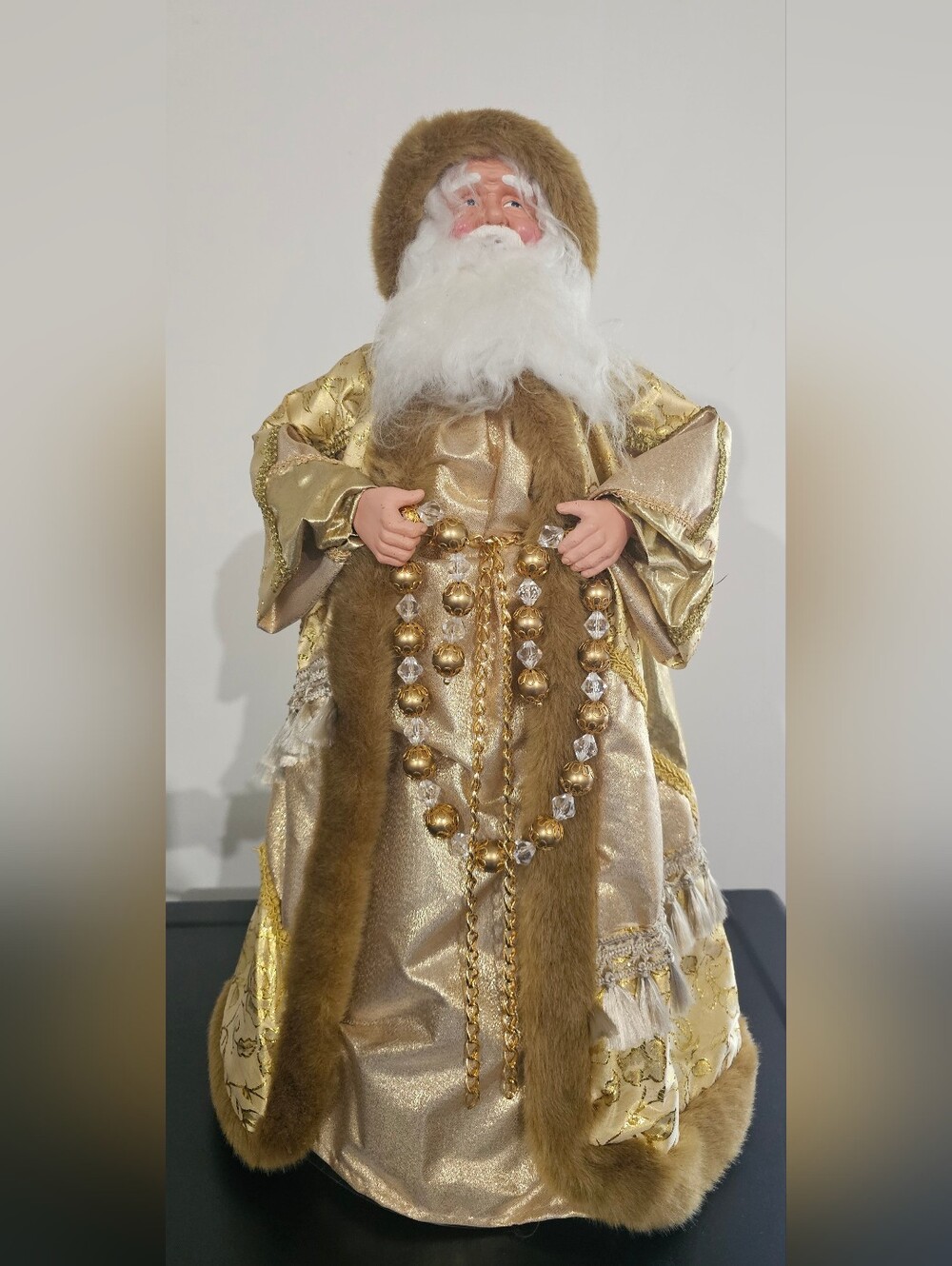 Vintage Style Regal Gold Santa Claus Figure Tree Topper / Centerpiece 23" Tall